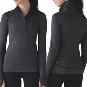 Lululemon Think Fast Pullover in Mini Check Pique Black Heathered Black